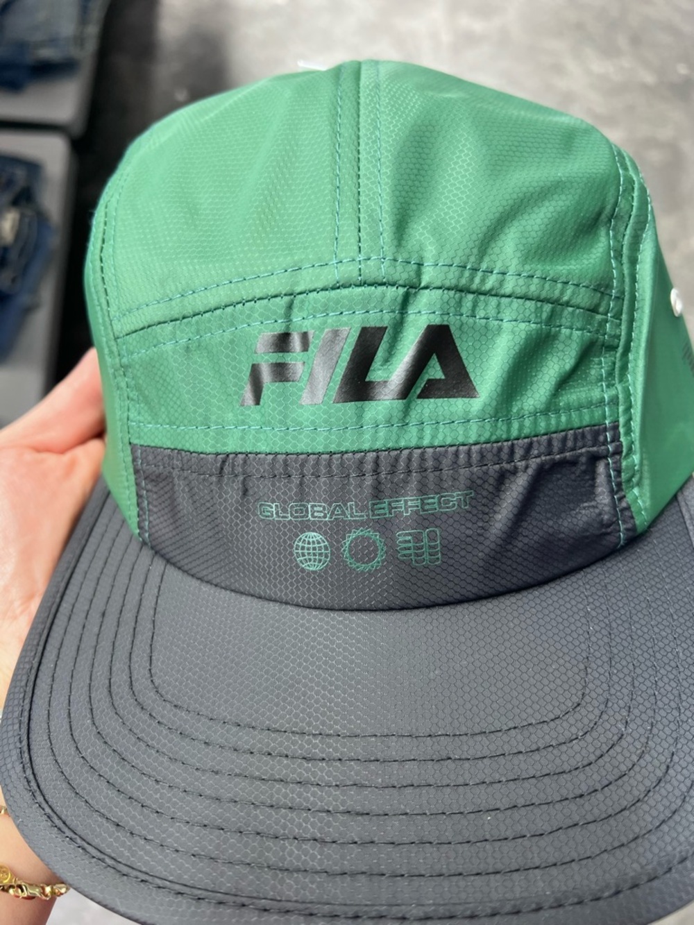 Fila Green and Black Ripstop Baseball Cap
